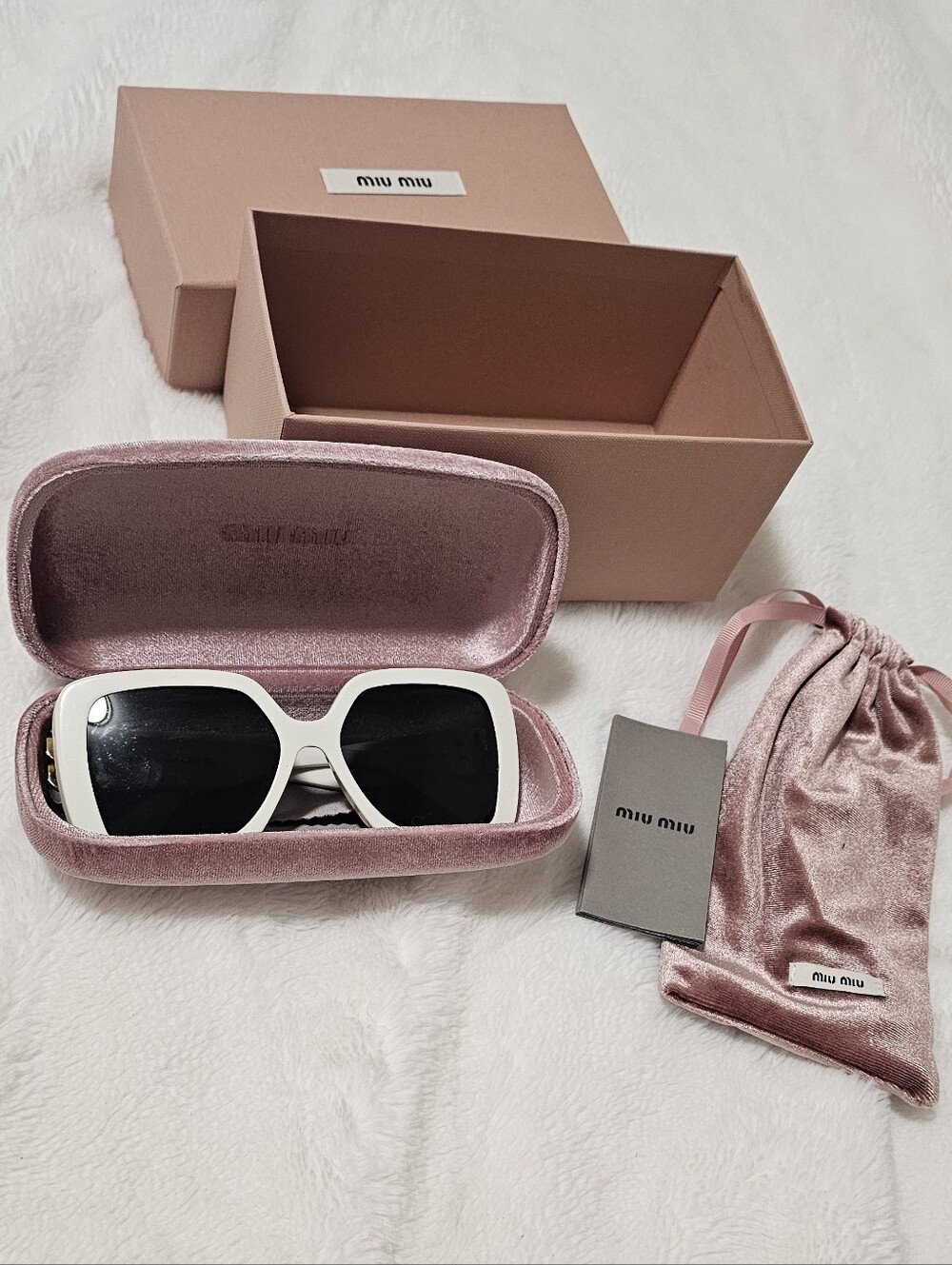 Miu Miu White Oversized Square Sunglasses